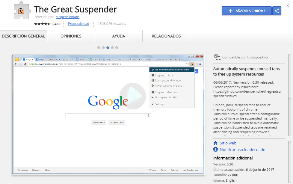The great suspender Chrome Extension