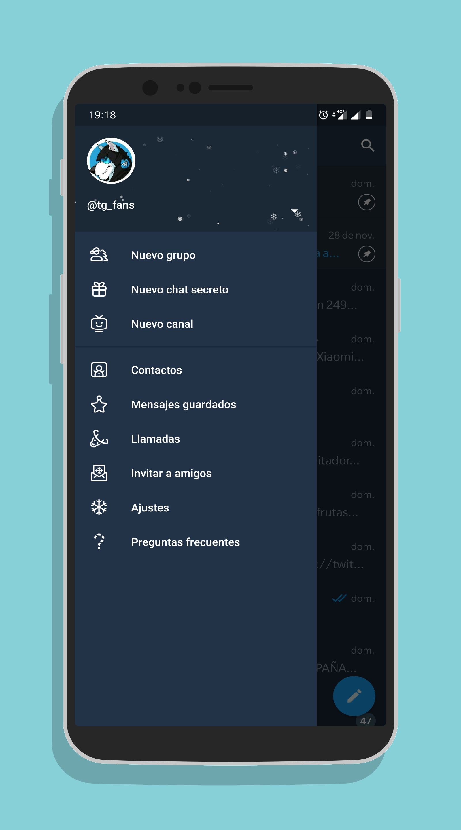 Telegram Android Efecto Nieve