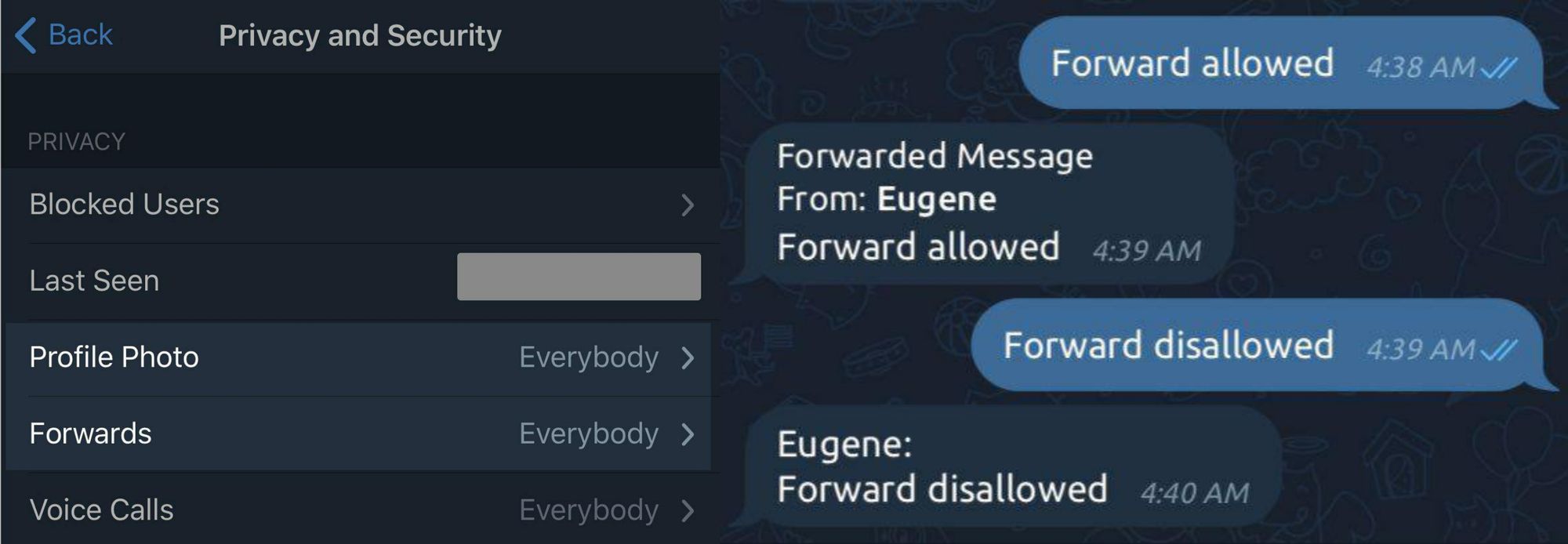 Nuevas opciones privacidad reenvíos y foto de perfil Telegram