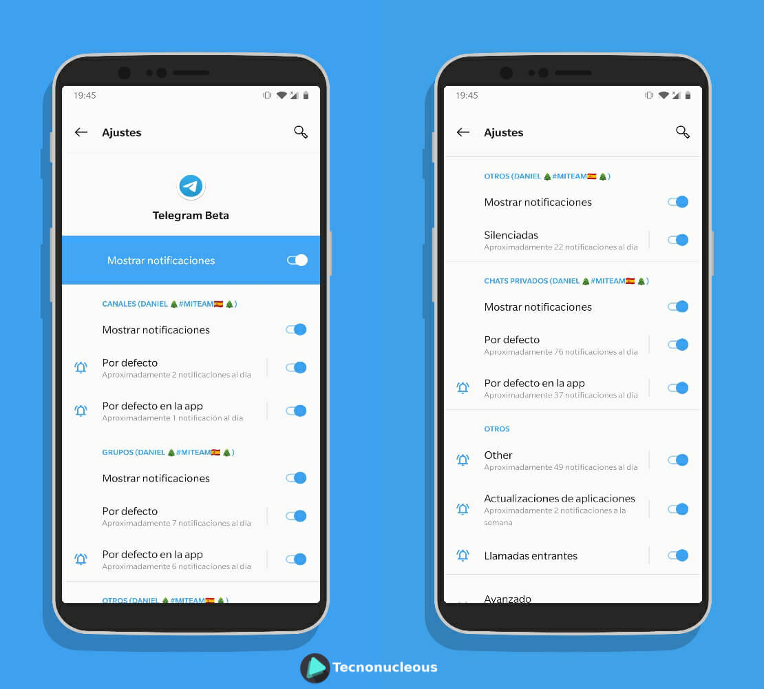 Canales notificacion Telegram Android