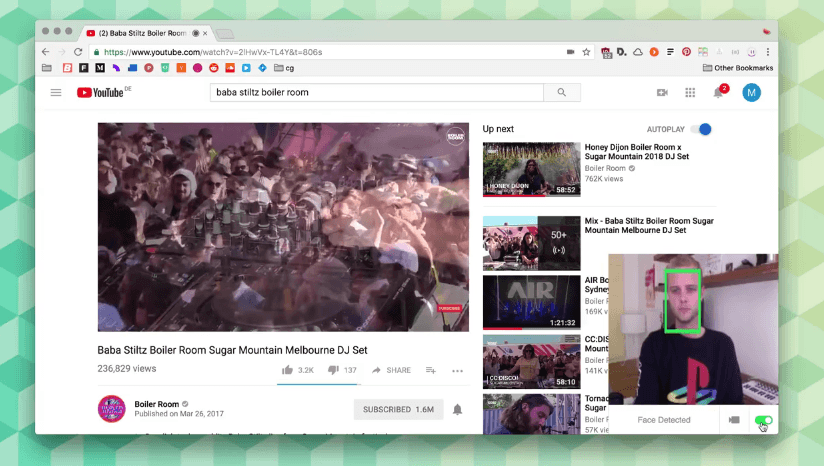 FacePause: Extensión de Chrome que pausa un video de YouTube cuando mira hacia otro lado