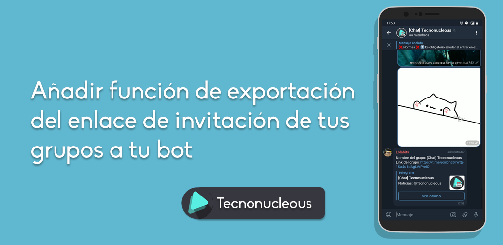 ¿Cómo implementar la función de exportar el link de un grupo de Telegram en tu bot?