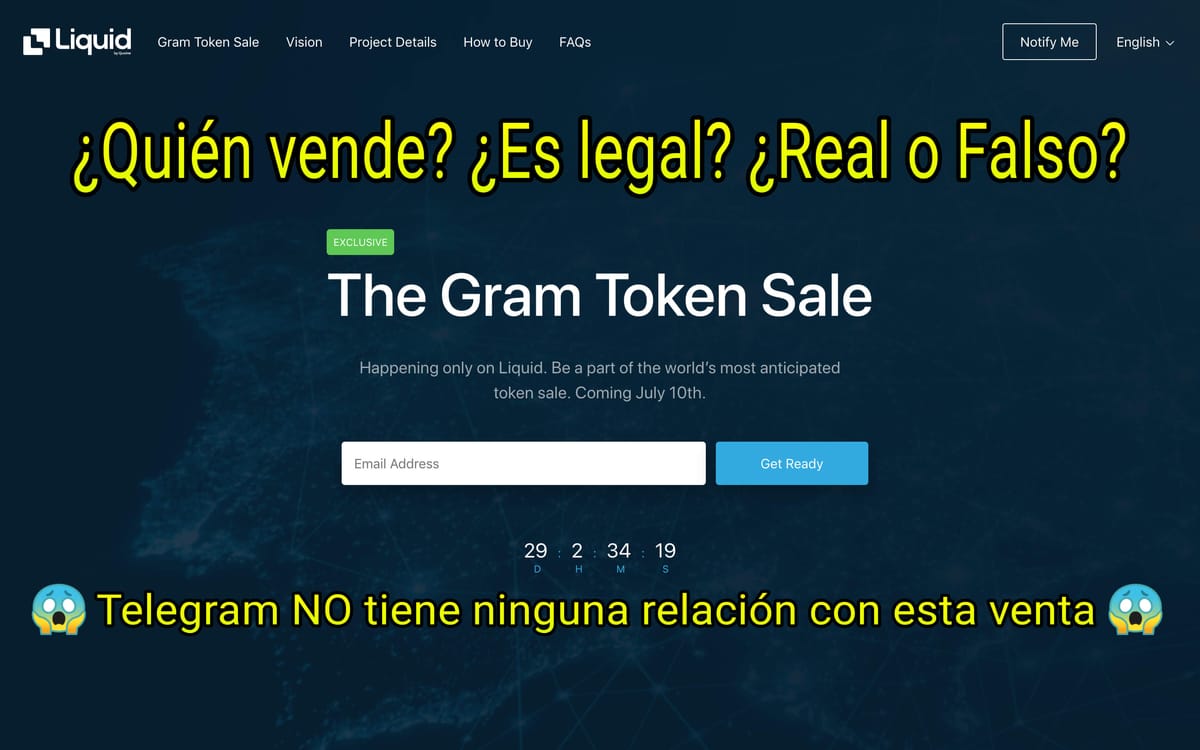 El exchange Liquid se encuentra vendiendo tokens Gram de un gran inversor de Asia