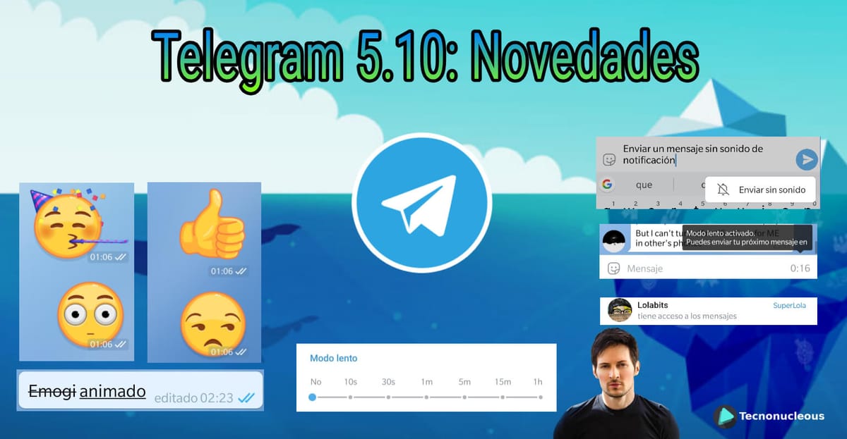 Telegram 5.10: Emojis Animados, Texto Tachado y Subrayado, límites envío mensajes en grupos y más