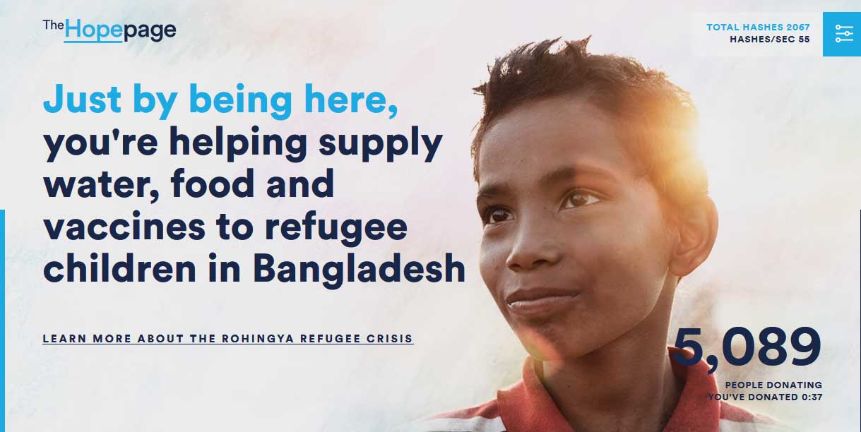 HopePage de Unicef puede que sea el primer buen uso del Browser-Mining