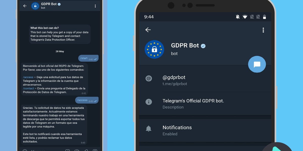 @Gdprbot : El bot oficial de Telegram para ver tus datos y la información de tu cuenta que almacena Telegram