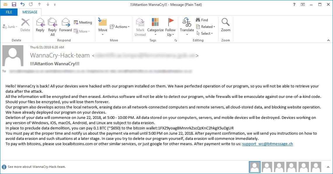 WannaSpam: Campaña de correos spam que pretende ser WannaCry