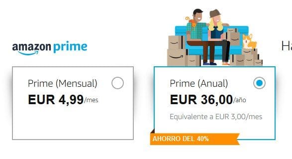Amazon Prime sube de precio en España y costará 36€ al año