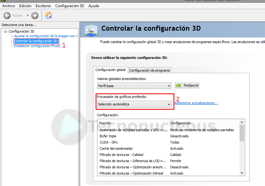 Desactivar la gráfica integrada del procesador y activar la dedicada