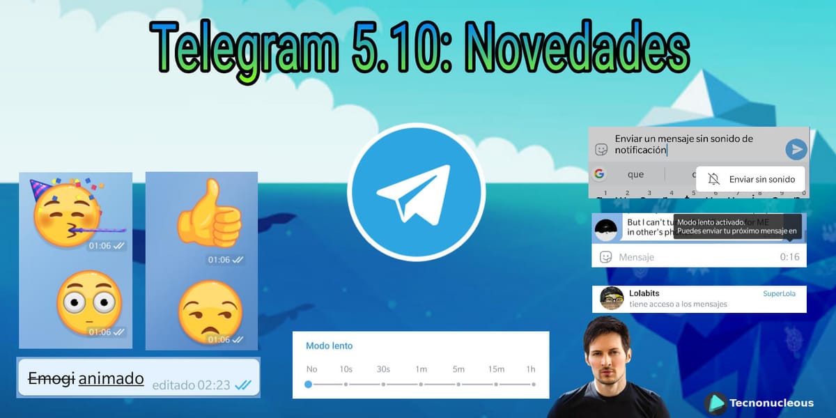 Telegram 5.10: Emojis Animados, Texto Tachado y Subrayado, límites envío mensajes en grupos y más