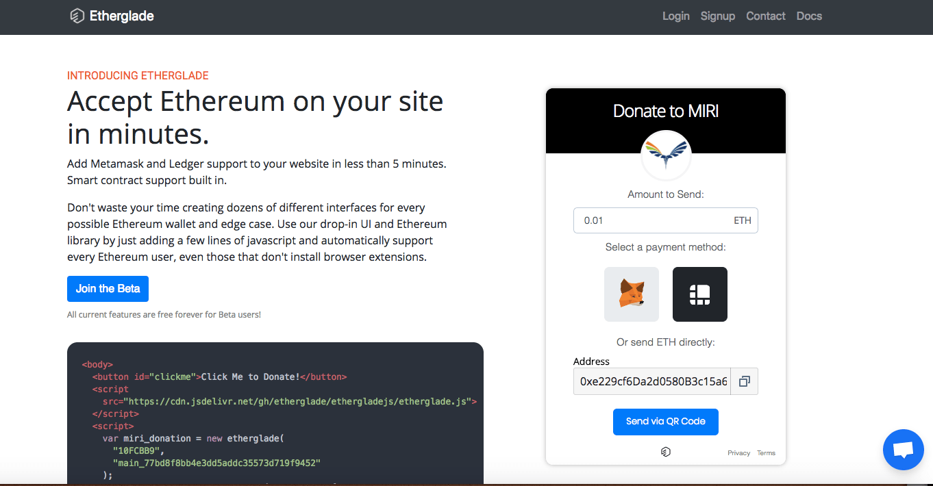 Acepta donaciones de Ethereum en tu sitio web en minutos