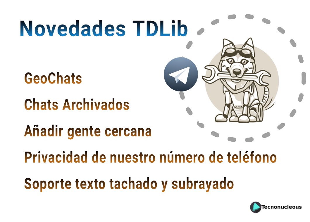 Novedades de TDLib: GeoChats, Chats Archivados, Subrayado, Tachado...