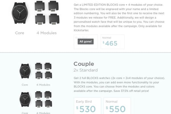 Recompensas en Kickstarter para Blocks
