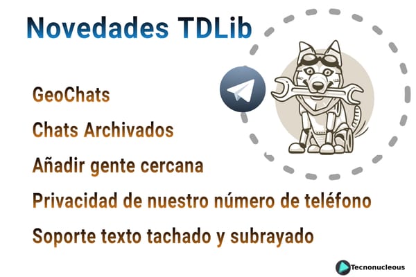 Novedades de TDLib: GeoChats, Chats Archivados, Subrayado, Tachado...