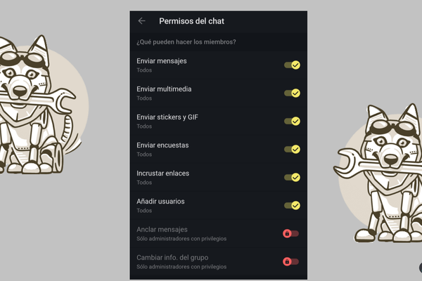 ¿Cómo cambiar los permisos de un grupo desde nuestro bot de Telegram?